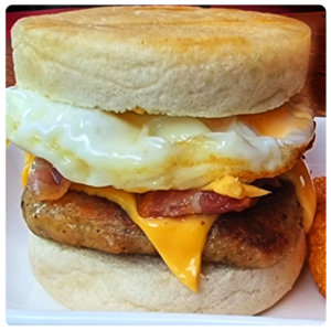 Sausage, Bacon, Egg and Cheese Muffin