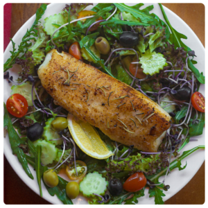 Pan Fried Fish with Salad
