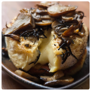 Baked Brie or Camembert with Honey Garlic Mushrooms